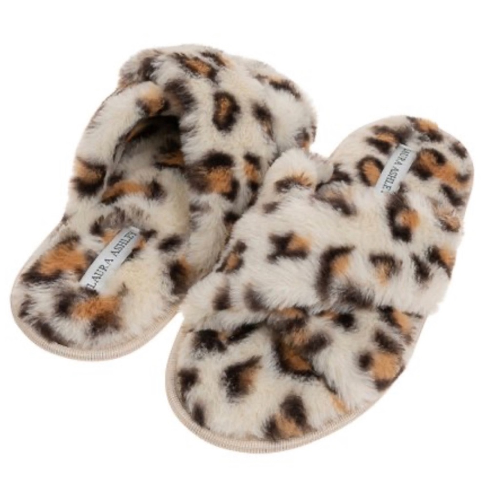 🆕 Laura Ashley Leopard Print Memory Foam Slippers